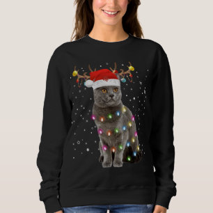 Reindeer Nebelung Cat Weihnachtslicht Weihnachten  Sweatshirt