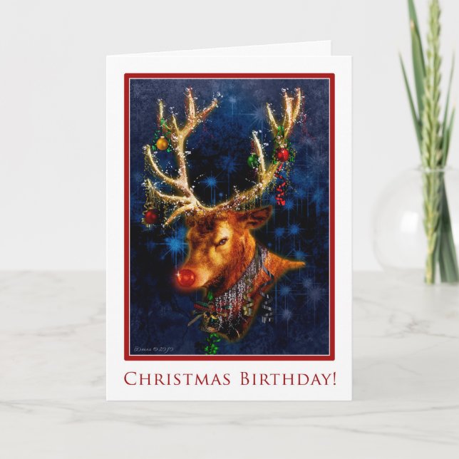 Reindeer Noël Anniversaire fête Invitation personn (Devant)