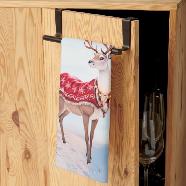 Reindeer Noël Vacances Serviette de cuisine (Pliage en tiers)
