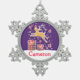 Reindeer nommé ornement de Noël flocon de neige