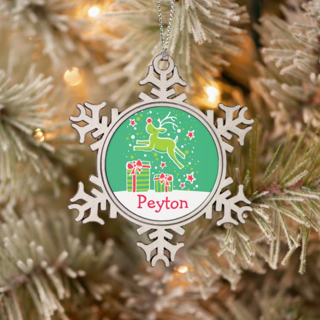 Reindeer nommé ornement de Noël flocon de neige (Arbre)