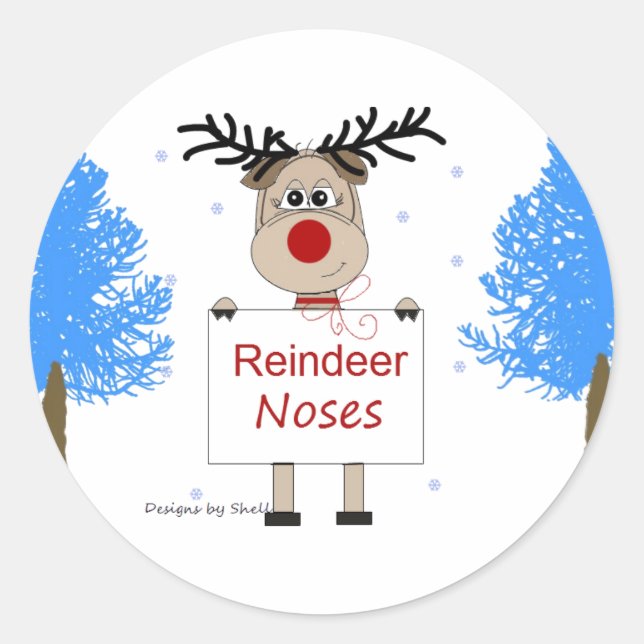Reindeer Noses Runder Aufkleber (Vorderseite)
