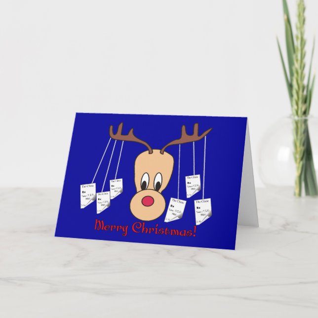 Reindeer Pharmacy Merry Christmas Feiertagskarte (Vorderseite)