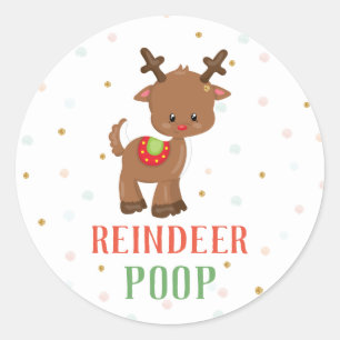 Reindeer Poop Faveurs Noël Stickers ronds