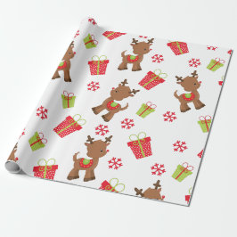Reindeer präsentiert Snowflakes Weihnachtsmuster Geschenkpapier