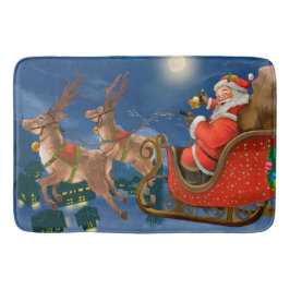 Reindeer Pulling Santa Claus Sleigh | Weihnachten Badematte