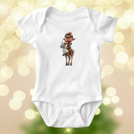 Reindeer Rider Christmas Elf Baby Bodysuit Strampler