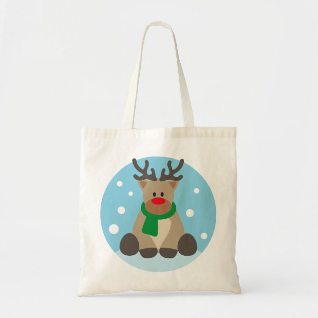 Reindeer Rudolph Christmas Winter Dezember Tragetasche (Vorne)