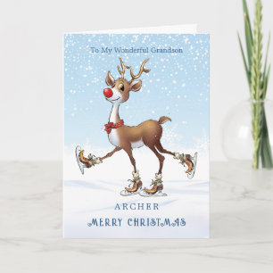 Reindeer Rudolph Grandson Weihnachtskarte Karte