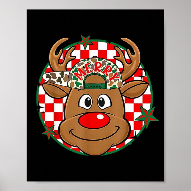 Reindeer Rudolph Merry Christmas Xmas Holiday Boys Poster (Vorne)