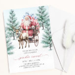 Reindeer Santa Sleigh Christmas Gender Reveal Einladung<br><div class="desc">Eine Vorlage zur Party Einladung des Weihnachtsgeschlechts. Das festliche Winterdesign besticht durch einen Aquarellwald mit einem Santa-Schlitten,  der von einem Rentier mit blauen und rosa Geschenken gezogen wird. Persönlich gestalten,  indem Sie die digitale oder gedruckte Einladung mit Ihren Veranstaltungsdetails bearbeiten.</div>