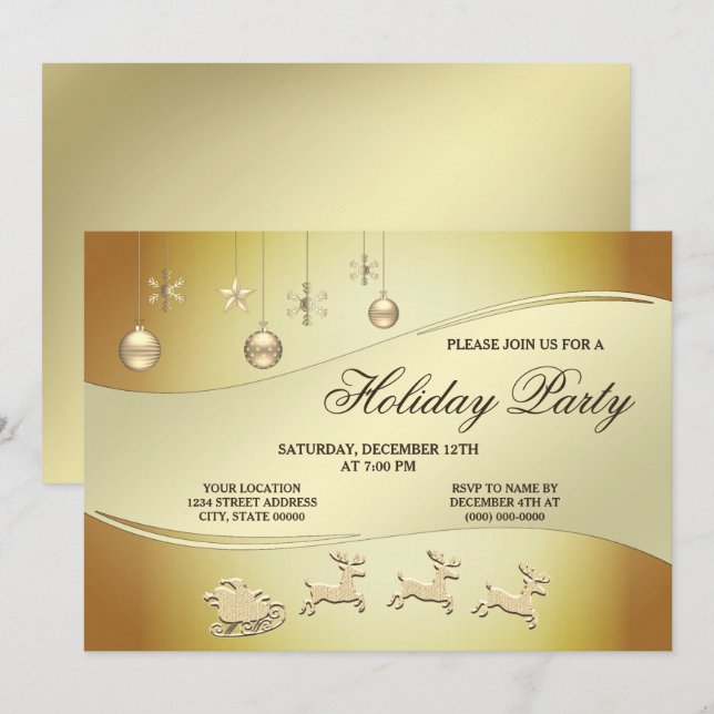 Reindeer Sleigh Christmas Balls Invitation (Devant / Derrière)