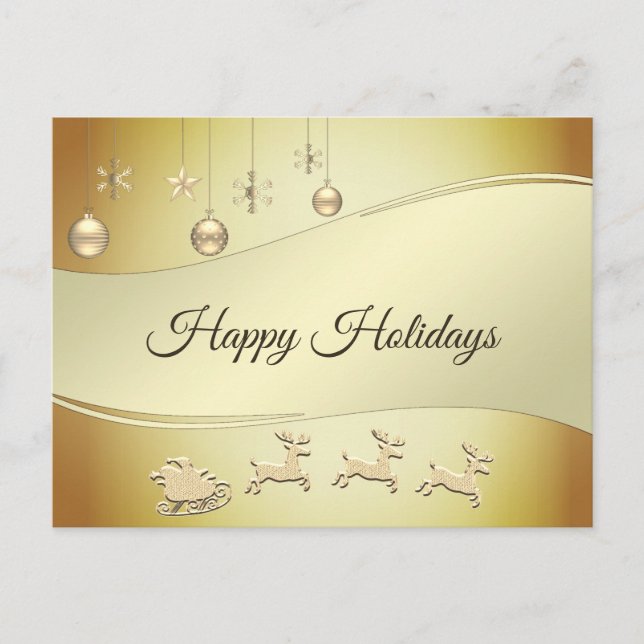 Reindeer Sleigh Christmas Balls Postcard Postkarte (Vorderseite)