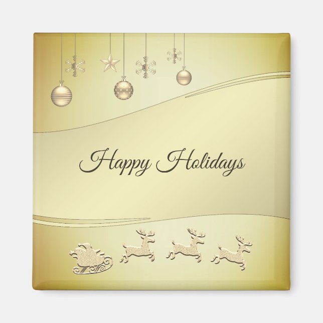 Reindeer Sleigh Christmas Magnet (Vorne)