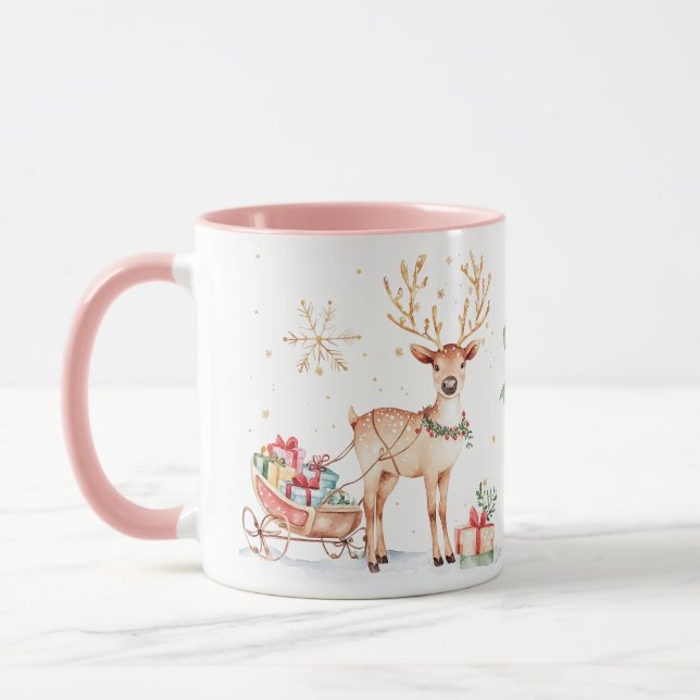 Reindeer Sleigh Christmas Mug (Gauche)