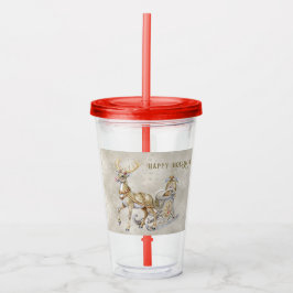 Reindeer Sleigh Holiday Acrylic Tumbler Acryltrinkbecher