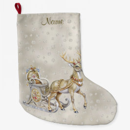 Reindeer Sleigh Holiday Strumpf Großer Weihnachtsstrumpf