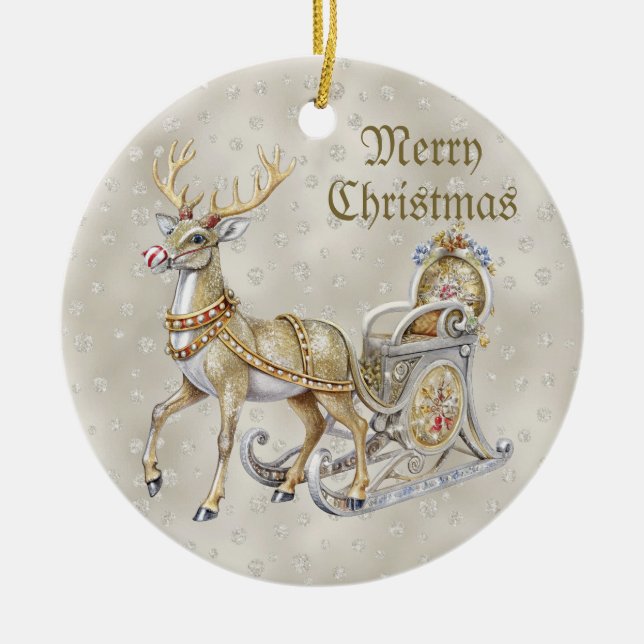 Reindeer Sleigh Noël Ornement de Noël (Devant)