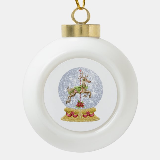 Reindeer Snow Globe Keramik Kugel-Ornament (Vorderseite)