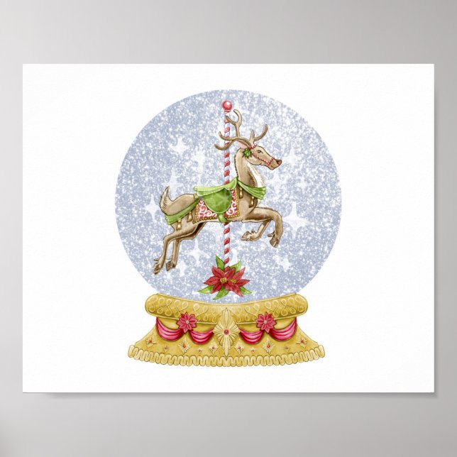 Reindeer Snow Globe Poster (Vorne)