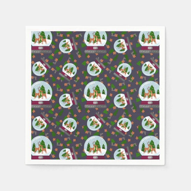 Reindeer Snow Globes Serviette (Vorderseite)