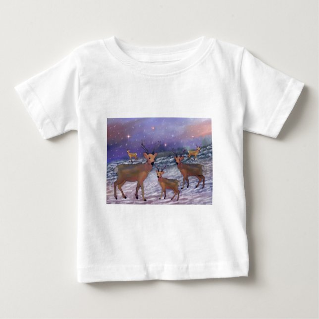 Reindeer Snowfall Kleinkind Hoodie Baby T-shirt (Vorderseite)