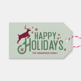 Reindeer snowflake Christmas Holiday Tag Geschenkanhänger
