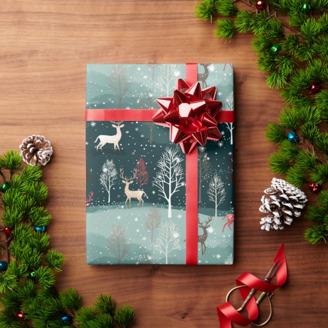 Reindeer Snowflake Weihnachts-Carol-Geschenkwrap Geschenkpapier (Feiertagsgeschenk)