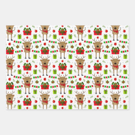 Reindeer Snowman Candy Stars Weihnachten Geschenkpapier Set