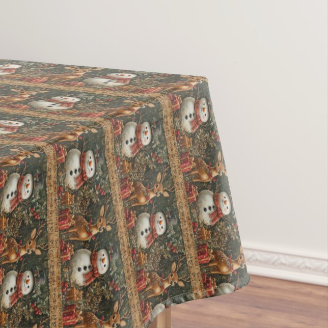 Reindeer Snowman Weihnachten präsentiert Musiknote Tischdecke (Beispiel)