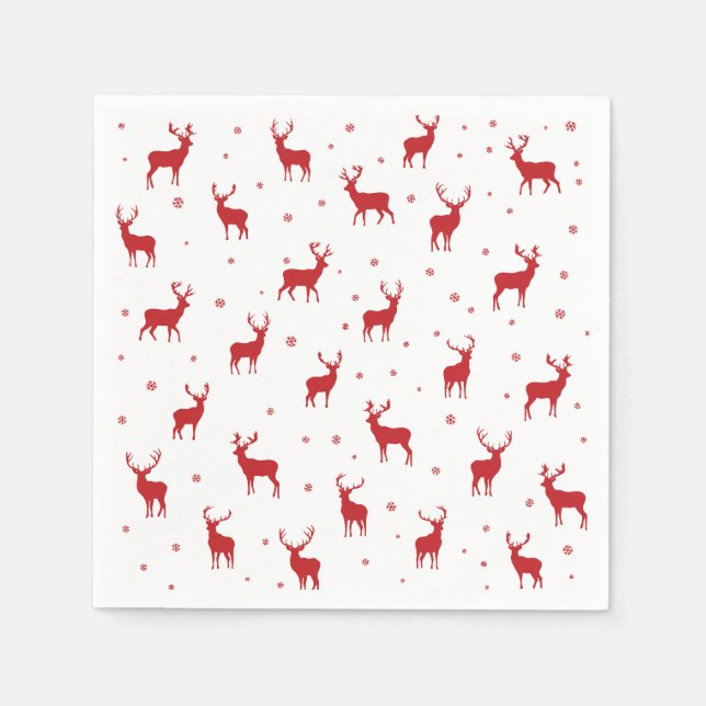 Reindeer Stag Pattern Red Holiday Serviette (Vorderseite)