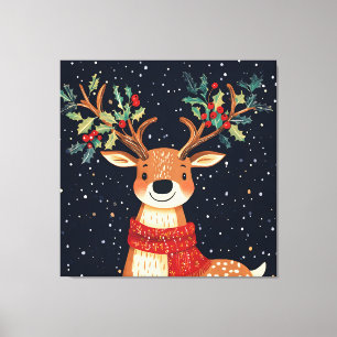 Reindeer Starry Christmas Twinkle Night Leinwanddruck