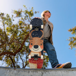 Reindeer Starry Christmas Twinkle Night Skateboard