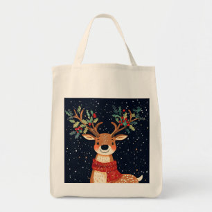 Reindeer Starry Christmas Twinkle Night Tragetasche