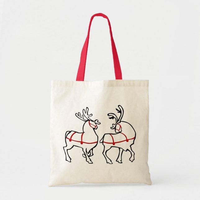 Reindeer Tote Tag Umweltweihnachtssacktasche Tragetasche (Vorne)