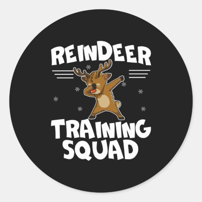 Reindeer Training Squad Deer Team Xmas Running New Runder Aufkleber (Vorderseite)