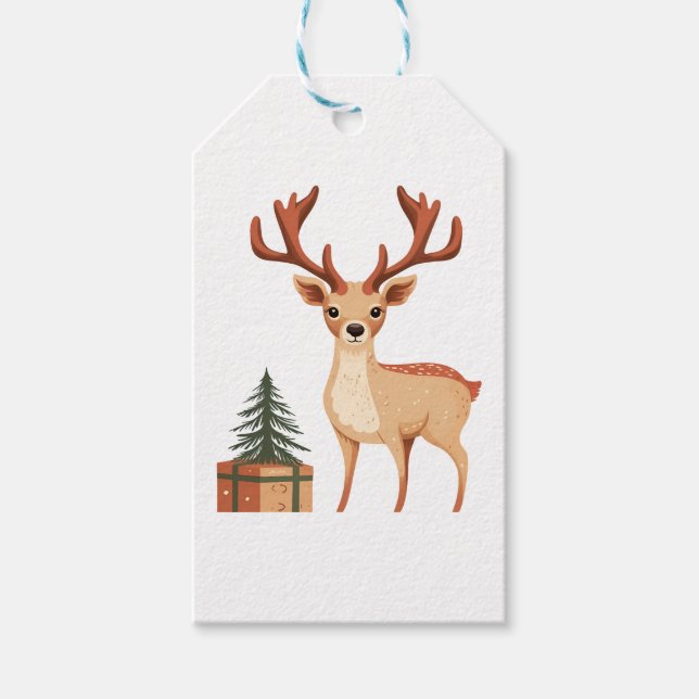 REINDEER UND CHRISTMAS-BAUM GESCHENKANHÄNGER (Vorderseite)