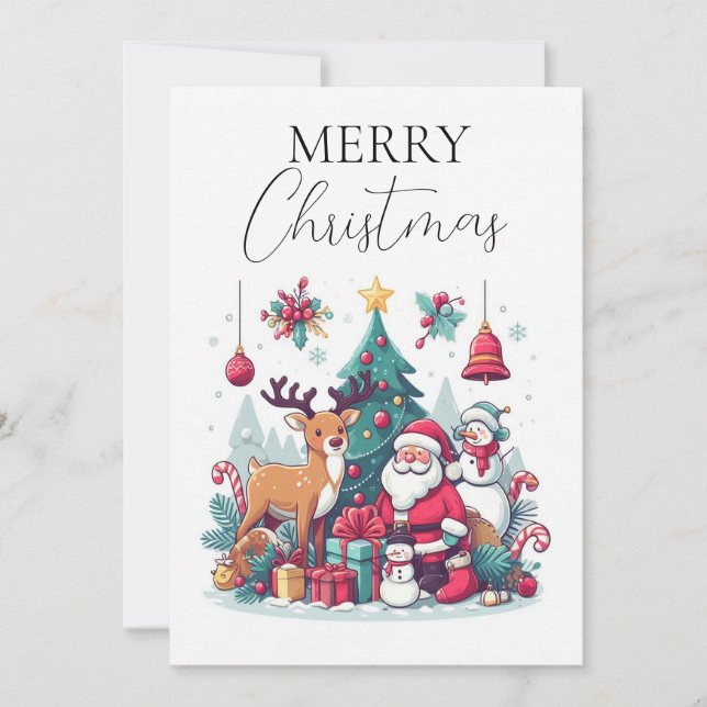 Reindeer und Claus Cheer Feiertagskarte (Vorderseite)