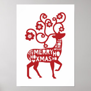 Reindeer Weihnachtsposter Poster