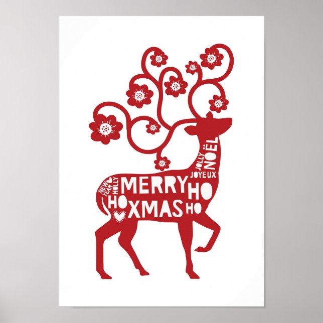 Reindeer Weihnachtsposter Poster (Vorne)