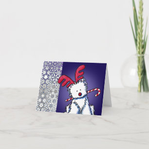 Reindeer Westie Christmas Card Feiertagskarte