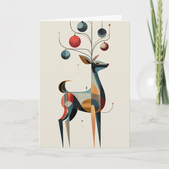 Reindeer with ornaments on antlers  karte (Vorderseite)