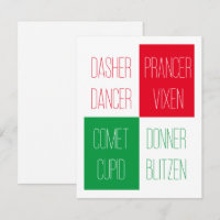 REINDEERNAMEN 4.25x5.5 Flachkarte