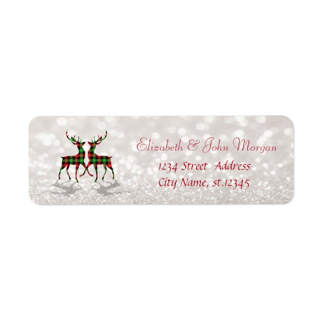 Reindeers Buffalo Kariert Glittery Bokeh Label (Vorne)
