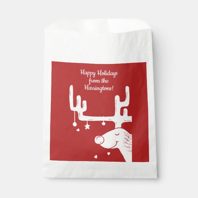 Reindement-Illustration benutzerdefinierter Textfa Geschenktütchen (Vorderseite)
