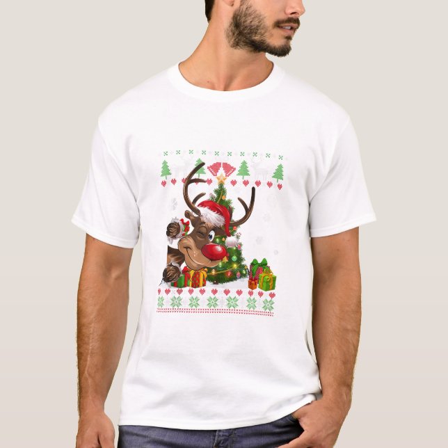 Reinder Dog Lover Santa T-Shirt (Vorderseite)