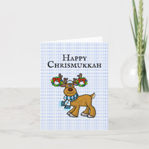 Reinder juif avec couronne Carte Chrismukkah