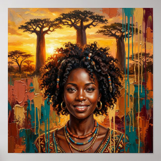 Reine africaine au coucher du soleil, Art mural de