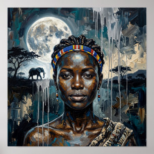 Reine africaine Lune, Impression d'art de femme no