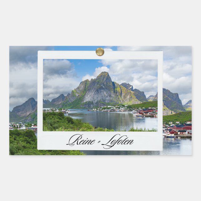 Reine auf den Lofoten Rechteckiger Aufkleber (Vorderseite)